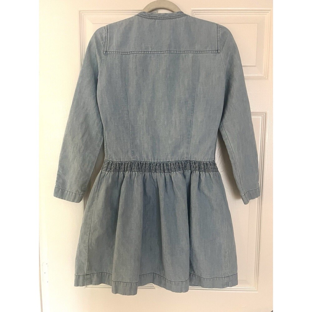 Isabel Marant Etoile Denim Mini Dress 38 M Coquette Utility Indie Cotton Linen - Picture 2 of 6